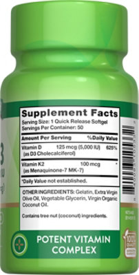 Natures Truth 100mcg Vitamin K2 - 50 CT - Image 2