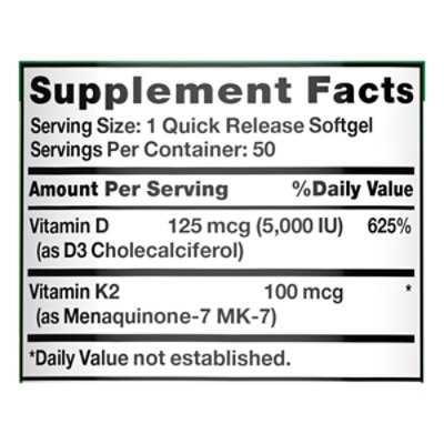 Natures Truth 100mcg Vitamin K2 - 50 CT - Image 2