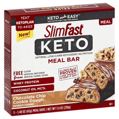 Slim Fast Keto Bars Meal Replacement Chocolate Chip Cookie Dough - 7.4 OZ - Image 1
