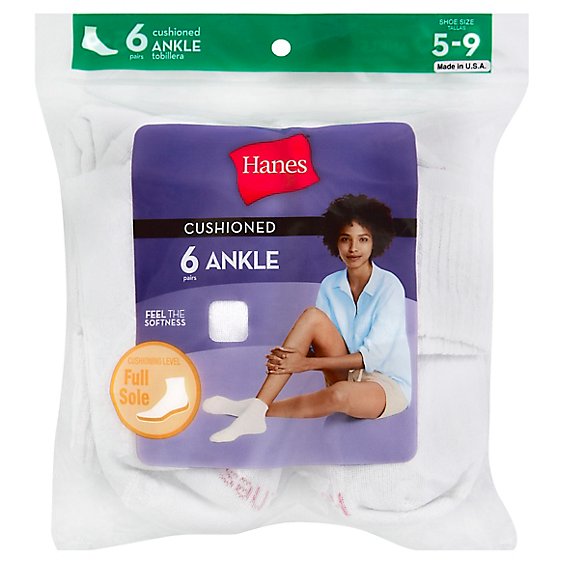 Hanes No Nonsense Womens Ankle Cushion - 6 Count