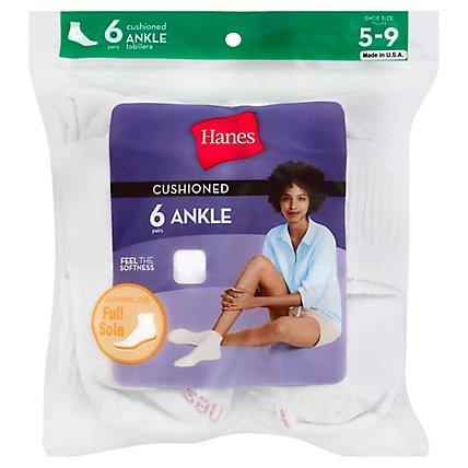 Hanes No Nonsense Womens Ankle Cushion - 6 Count - Image 1