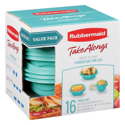 Rubbermaid Take Alongs Containers + Lids, Twist n' Seal Snackers, 1.2 Cups - 4 containers + lids