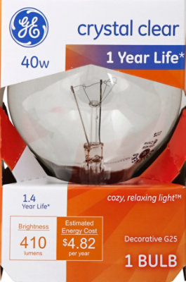 General Electric 40 Watt  Clear Globe Bulb - EA - Image 2