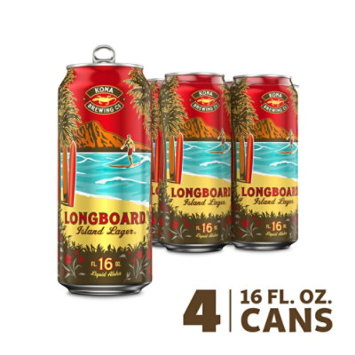 Kona Longboard Island Lager Cans - 4-16 Fl. Oz. - Image 1