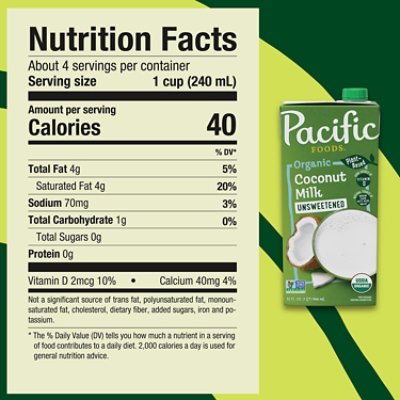 Pacific Foods Organic Unsweetened Coconut Milk - 32 Fl. Oz. - Image 4