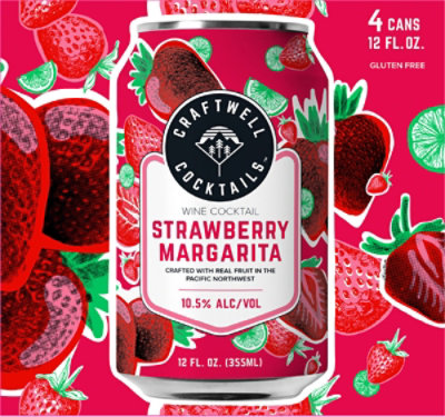 Craftwell Strawberry Margarita in Cans - 4 - 12 Fl. Oz. - Image 4