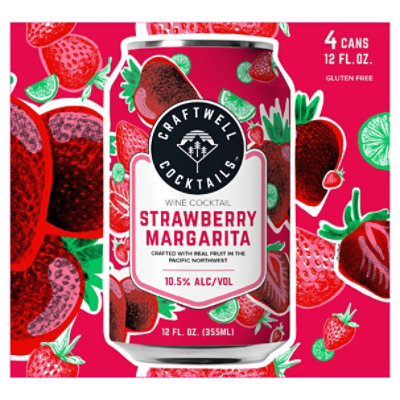 Craftwell Strawberry Margarita in Cans - 4 - 12 Fl. Oz. - Image 1