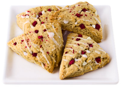 White Chunk Raspberry Scones - 4 Count - Image 1