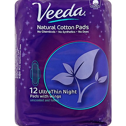 Veeda Thin Over Night Pads With Wings - 12 CT - Image 2