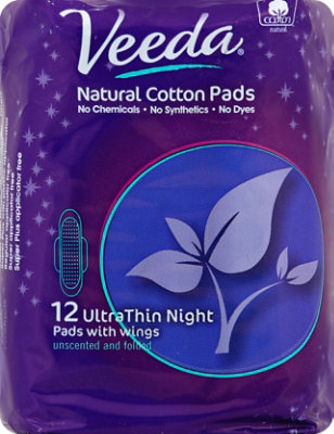 Veeda Thin Over Night Pads With Wings - 12 CT - Image 2