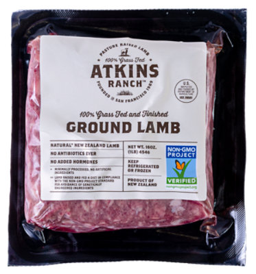 Atkins Ground Lamb No Antibiotics 100% Grass Fed Raised on Family Owned Ranches - 16 oz. - Image 1