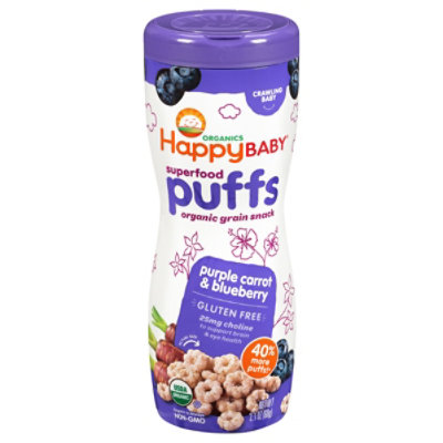 Happy Baby Organics Blueberry and Purple Carrots Puffs - 2.1 Oz