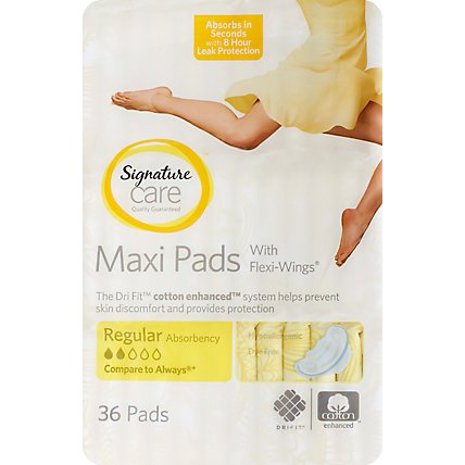 Signature Regular Maxi Pads With Wings - 36 CT - Image 2