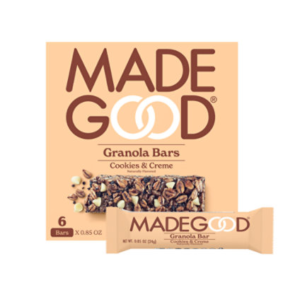 MadeGood Cookie & Cream Granola Nutritional Snack Bar - 6-.85 OZ - Image 1