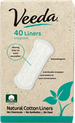 Veeda Liners Nat Ctn Hypoallergenic - 40 CT - Image 2