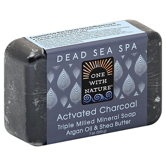 One with Nature Activated Charcoal Dead Sea Spa Triple Milled Mineral - 7 Oz