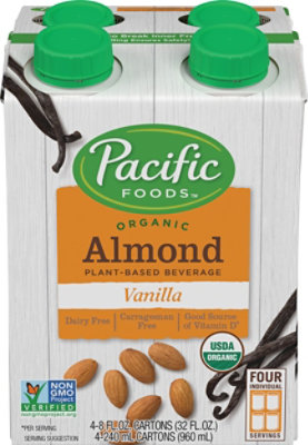 Pacific Foods Organic Beverage Almond Vanilla Pack - 4-8 Fl. Oz. - Image 2