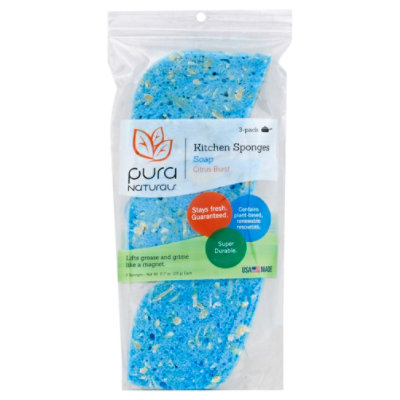 Pura Naturals Sponge Citrus Soap Blue - EA - Image 1