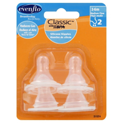 Evenflo Classic Bottle Nipple Peg Card Blister Pack Shelf Stable 4 Ct - 4 CT - Image 1