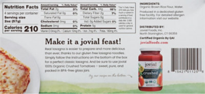 Jovial Pasta Lasagna 100% Organic Brown Rice - 9 Oz - Image 5
