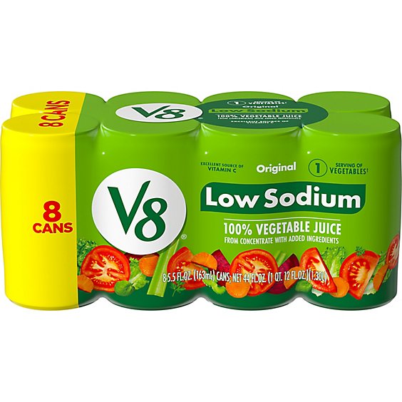 V8 Original Low Sodium 100% Vegetable Juice - 8 Ct - 5.5 Fl Oz