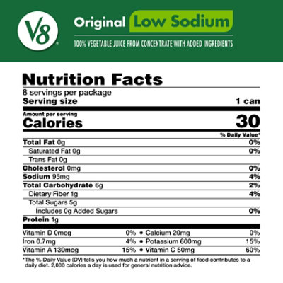 V8 Low Sodium Original 100% Vegetable Juice - 8-5.5 Fl. Oz. - Image 4