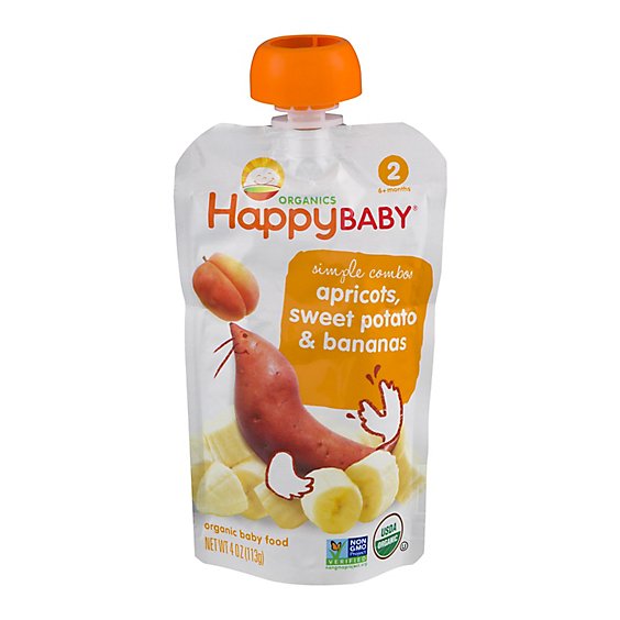 Happy Baby Stage 2 Apricot/spinach/banana Baby Food - 4 OZ