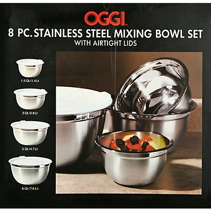 Oggi Stainless Steel Mixing Bowls With Lids - 4 CT - Image 2