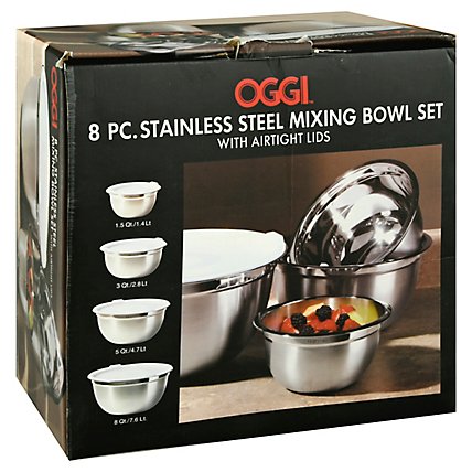 Oggi Stainless Steel Mixing Bowls With Lids - 4 CT - Image 1