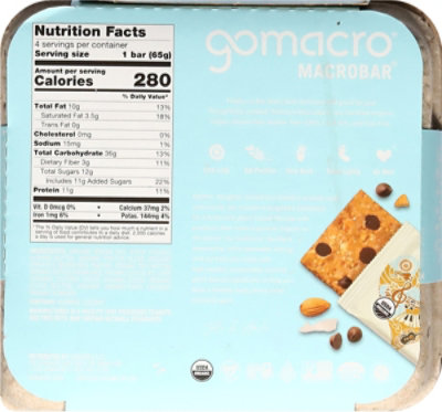 GoMacro Coconut & Almond Butter & Chocolate Chips - 4-2.3 Oz - Image 6