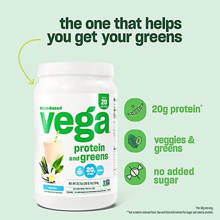 Vega Protein & Greens Vanilla Flavor Drink Mix - 18.6 OZ - Image 2