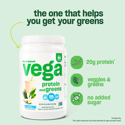 Vega Protein & Greens Vanilla Flavor Drink Mix - 18.6 OZ - Image 2