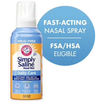 ARM & HAMMER Simply Saline Nasal Mist Instant Relief For Everyday Congestion - 3.1 Oz - Image 1