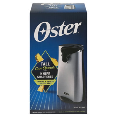 Oster Electric Can Opener with Power Pierce Cutting Blade for Precise Edges,  Black 
