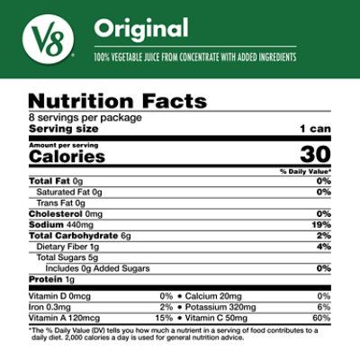 V8 Original 100% Vegetable Juice - 8-5.5 Fl. Oz. - Image 4