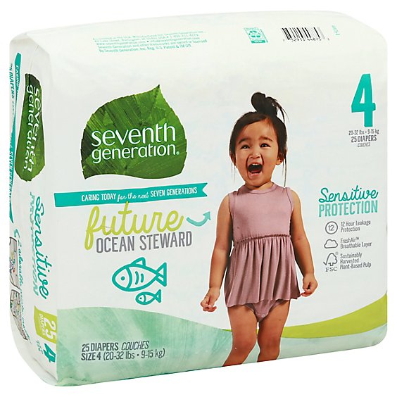 Seventh Generation Diapers Sensitive Protection Size 4 - 25 Count