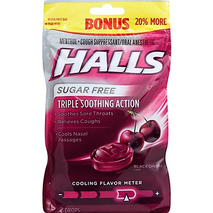 Halls Cough Drops Sugar Free Black Cherry Bonus Bag - 30 CT - Image 1