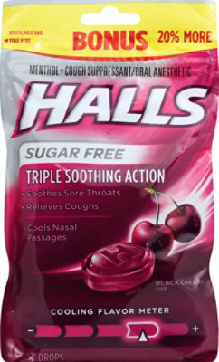 Halls Cough Drops Sugar Free Black Cherry Bonus Bag - 30 CT - Image 1