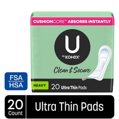 U by Kotex Clean & Secure Heavy Ultra Thin Pads - 20 Count - Image 1