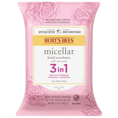 Burts Bees Micellar Makeup Remover Towelettes Rose - 30 CT - Image 3