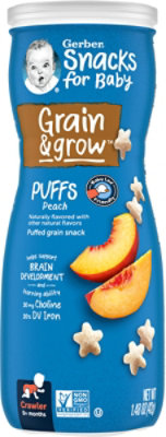 Gerber Puffs Peach Cereal Snk Cnstr - 1.48 OZ - Image 2