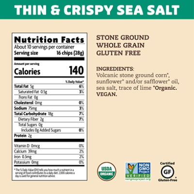 Que Pasa Organic Sea Salt Thin and Crispy Tortilla Chips - 10 Oz - Image 3