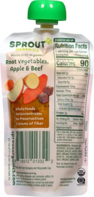 Sprout Baby Food Root Vegetable Apple & Beef Ready To Feed Foil Bag - 4.5 OZ - Image 5