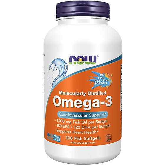 Now Foods Supplement Omega 3 Gel Caps 1000mg - 200 Count