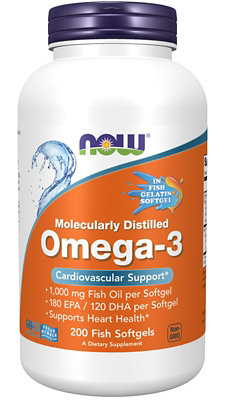 Now Foods Supplement Omega 3 Gel Caps 1000mg - 200 Count - Image 1
