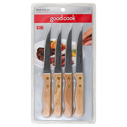 GoodCook Knife Steak Set Wood - 4 Count - Image 1