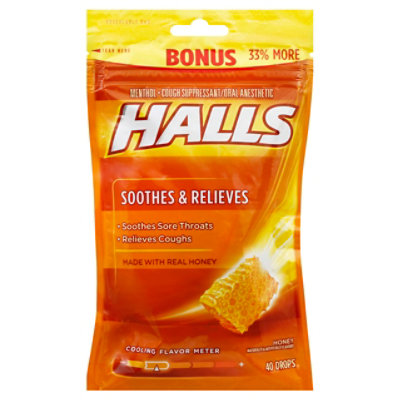 Halls Cough Drops Honey - 40 CT - Image 1