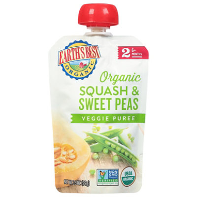 Earths Best Organic Squash/peas Stage 2 Baby Food - 3.5 OZ - Image 1