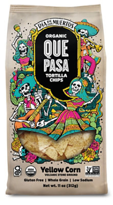 Que Pasa Organic Day Of Dead Yellow Corn Tortilla Chips - 11 Oz - Image 1