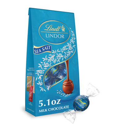 Lindt LINDOR Sea Salt Milk Chocolate Candy Truffles Bag - 5.1 Oz - Image 1